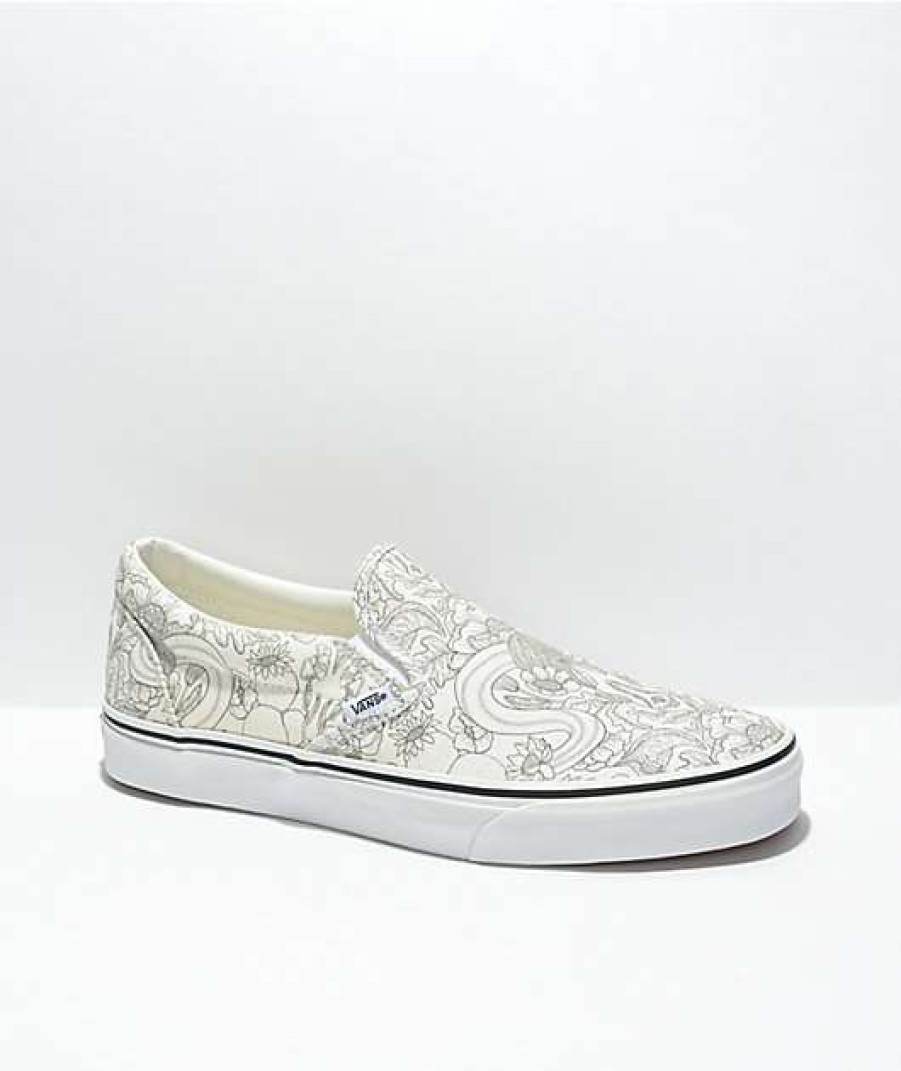 Vans * | Vans Slip-On Desert Marsh Skull White Skate Shoes Promotions