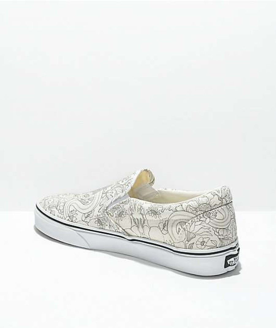 Vans * | Vans Slip-On Desert Marsh Skull White Skate Shoes Promotions