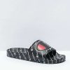 Sandals * | Champion Ipo Repeat Text Black Slide Sandals Outlet