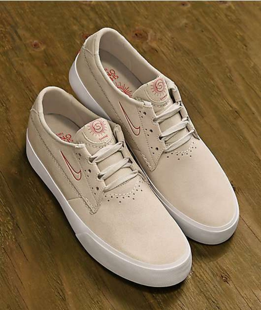 Nike * | Nike Sb Shane Summit White & University Red Skate Shoes Promotions