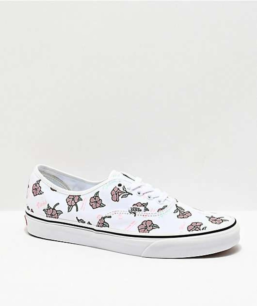 Vans * | Vans Authentic Thank You White & Floral Skate Shoes Promotions