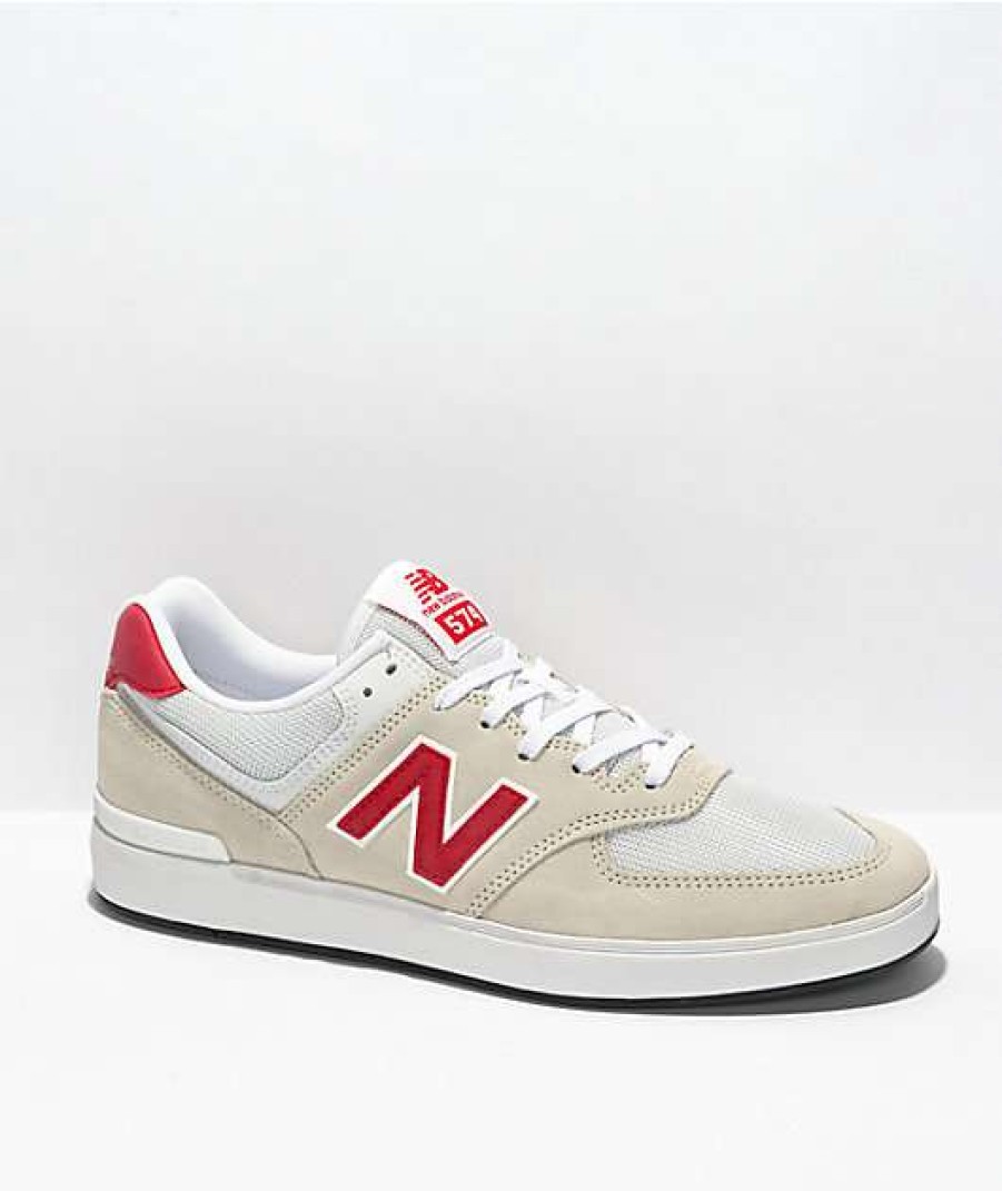 Sneakers * | New Balance Numeric Am574 White, Red & Blue Skate Shoes Outlet