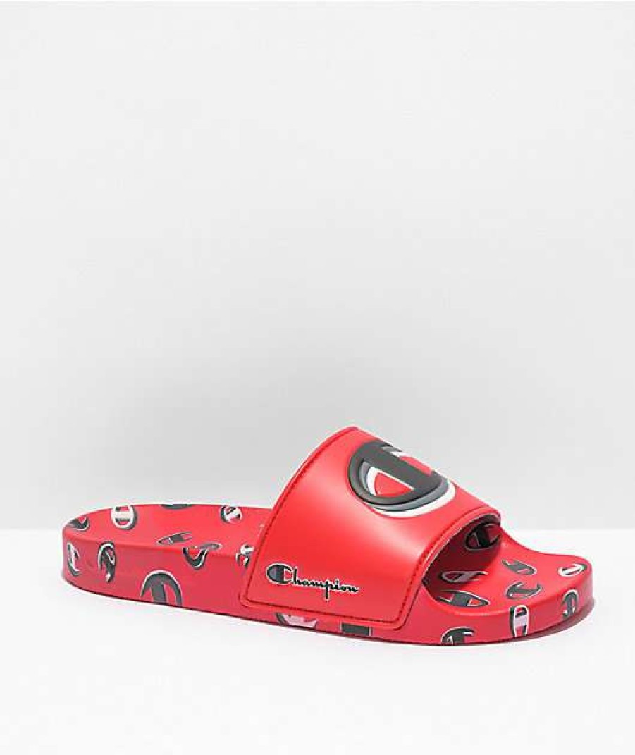 Sandals * | Champion 3Peat Red Slide Sandals Outlet