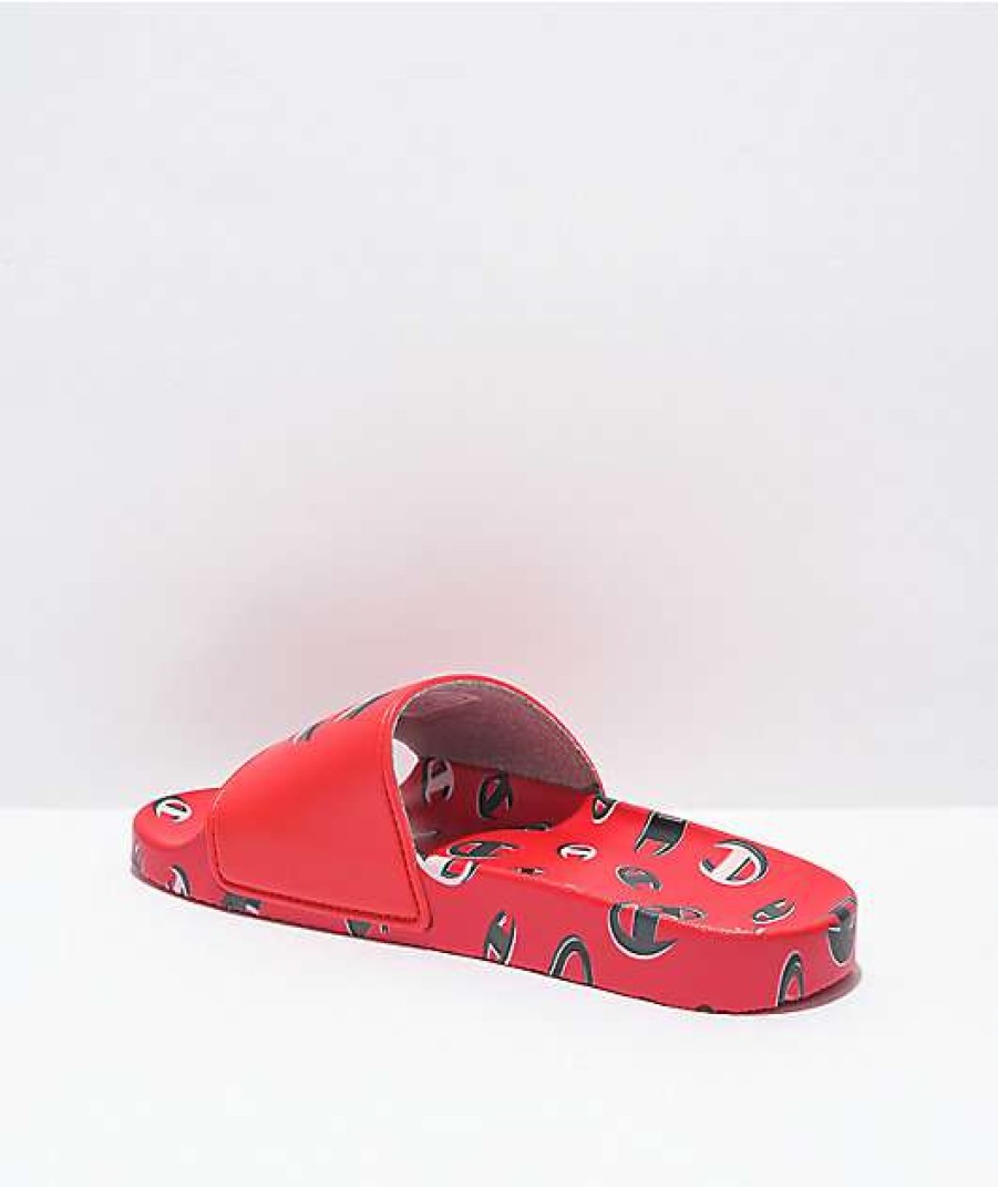 Sandals * | Champion 3Peat Red Slide Sandals Outlet