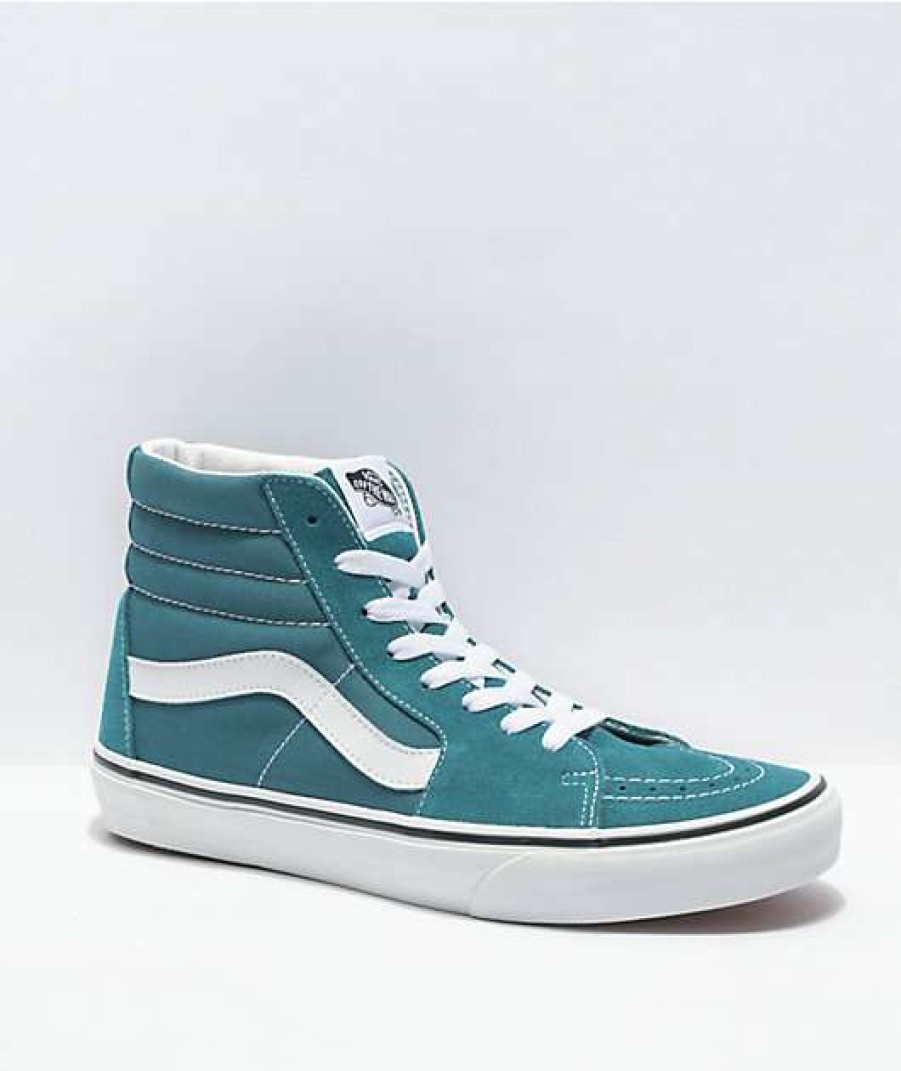 Vans * | Vans Sk8-Hi Blue Coral & White Skate Shoes Promotions