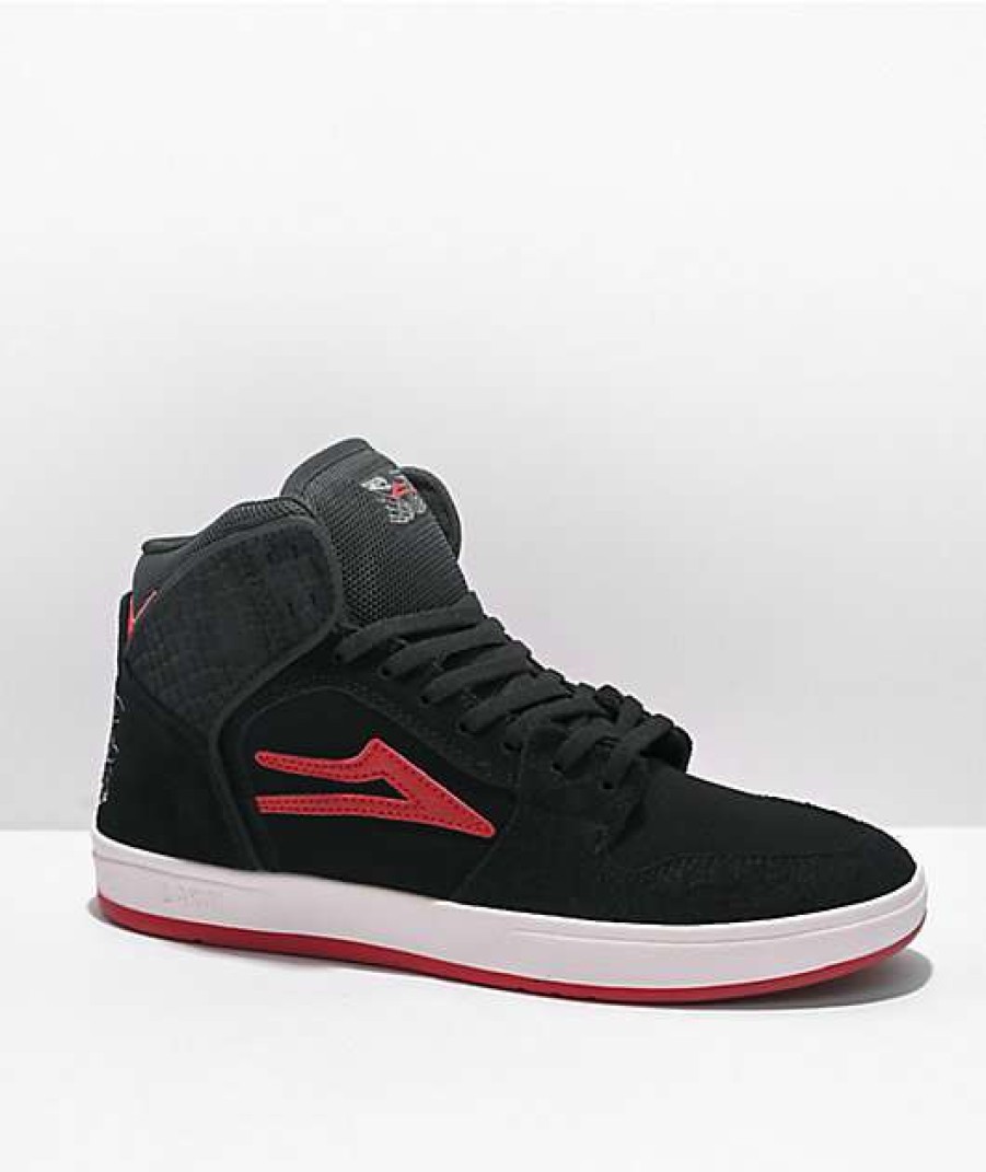 Skate Shoes * | Lakai X Doomsayers Telford Black & Red High Top Skate Shoes Outlet