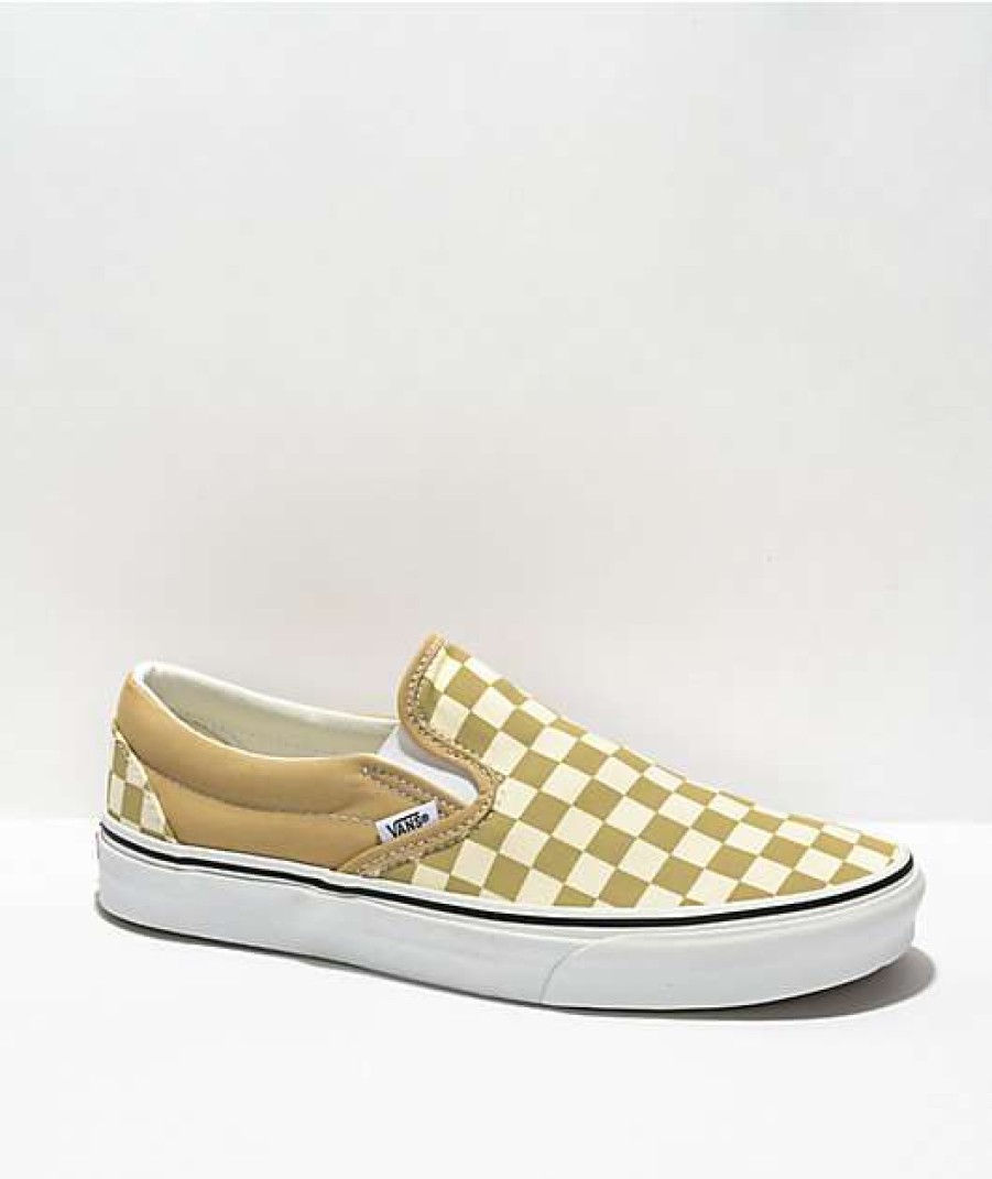 Vans * | Vans Slip-On Taos Taupe Checkerboard Skate Shoes Promotions