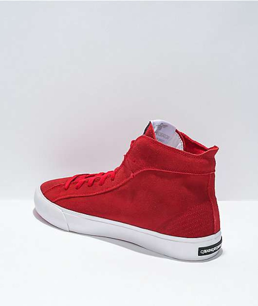 Sneakers * | Creative Recreation Zeus Hi Top Red & White Suede Skate Shoes Outlet