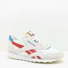 Sneakers * | Reebok Classic Leather Nylon Chalk, Scarlet & Blue Shoes Outlet