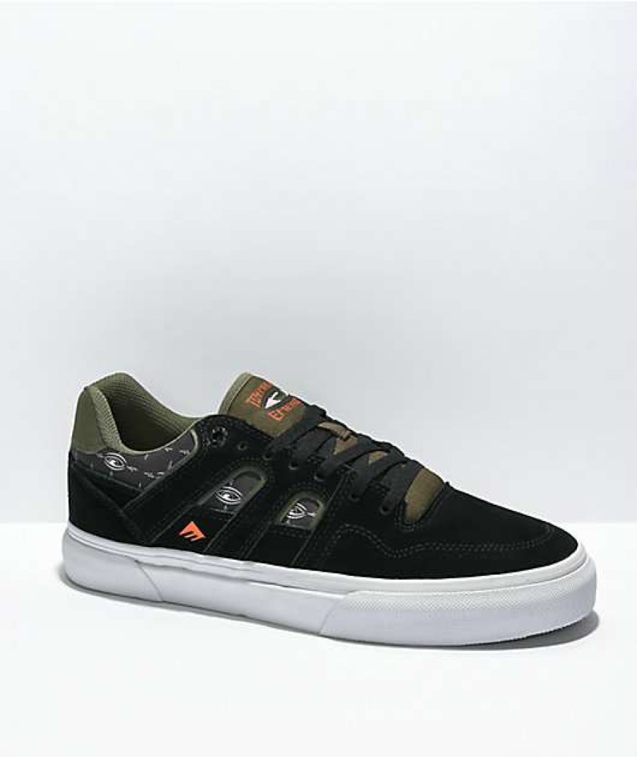 Sneakers * | Emerica X Toy Machine Tilt G6 Black & Olive Skate Shoes Outlet