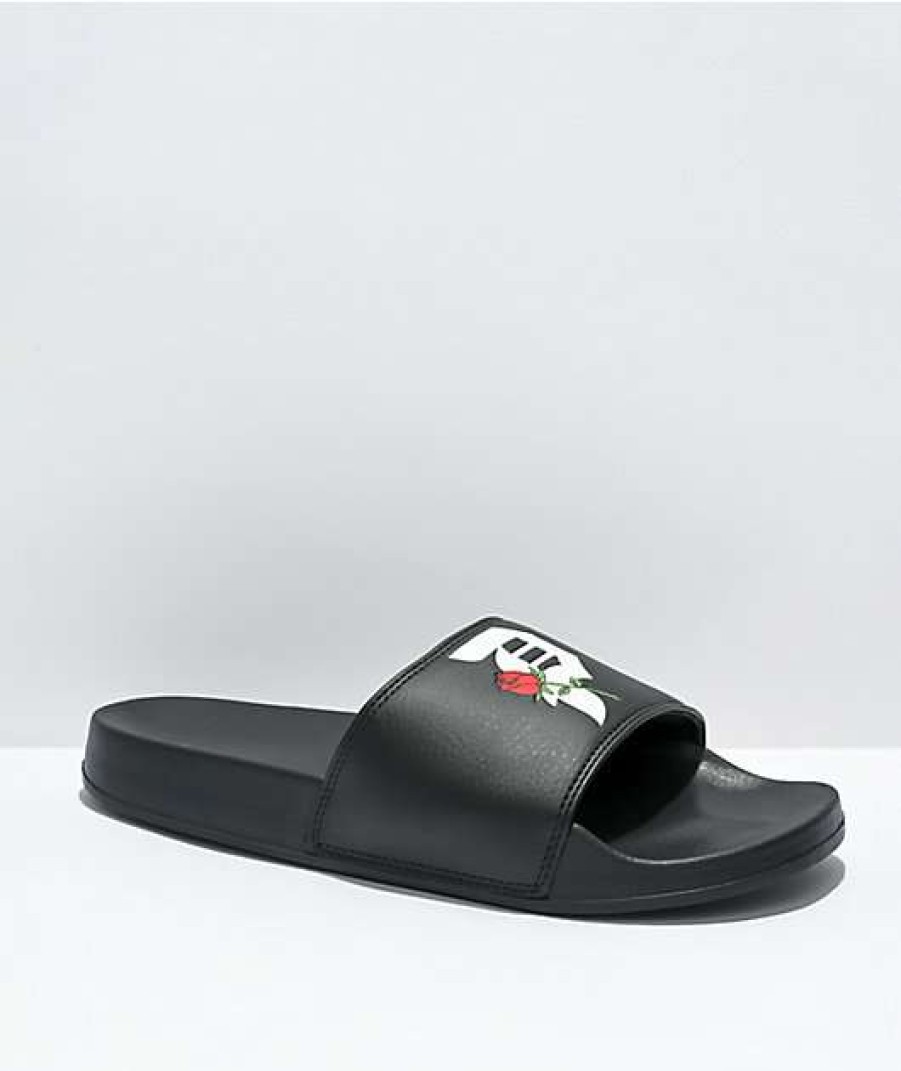 Sandals * | Primitive Rosebud Black Slide Sandals Outlet