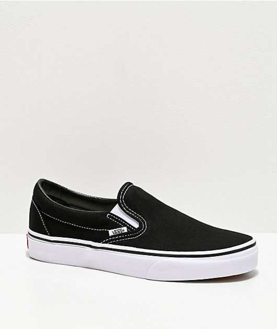 Shoes * | Vans Classic Slip On Black & White Shoes Outlet