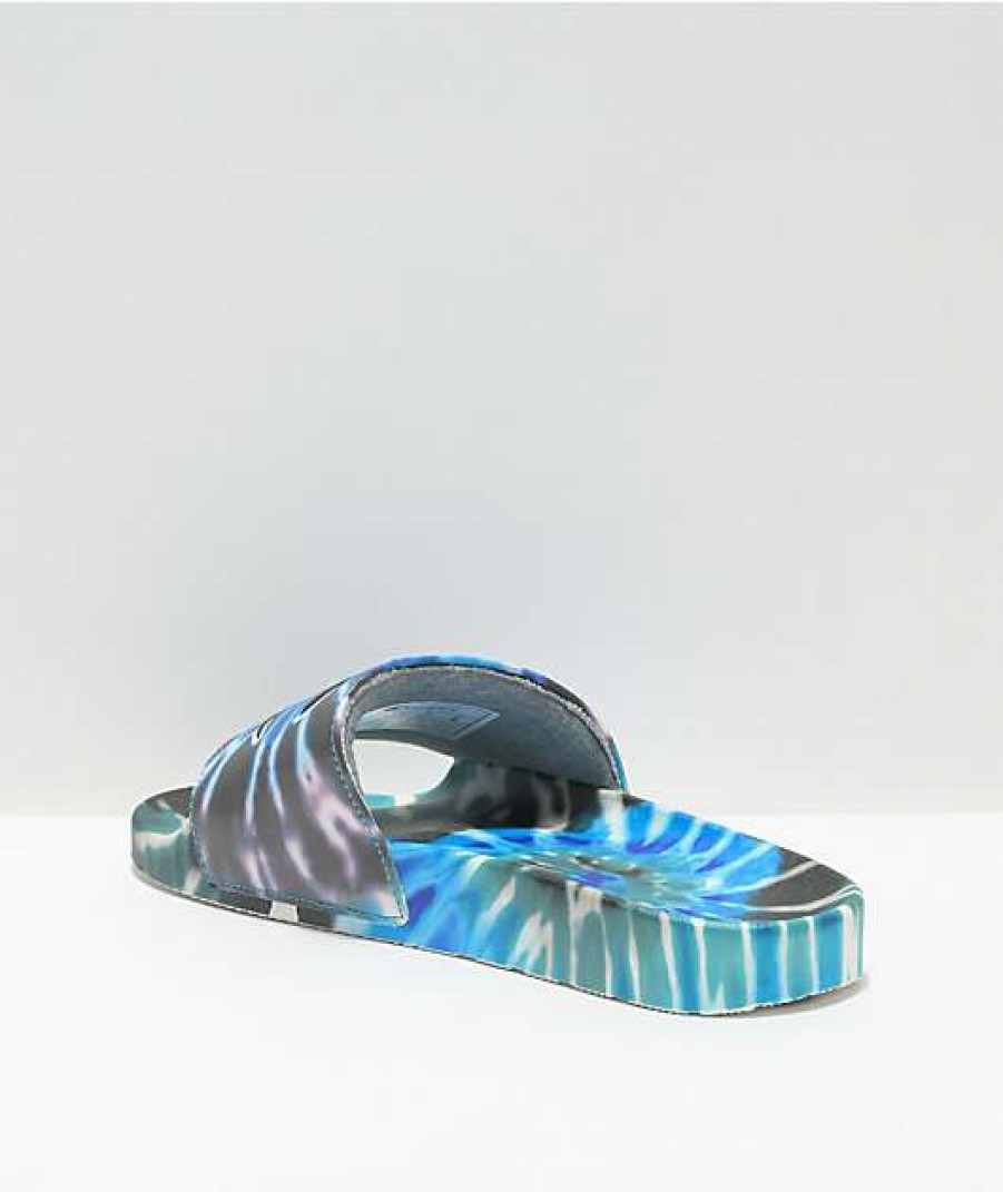 Sandals * | Champion Ipo Black & Blue Tie Dye Slide Sandals Outlet