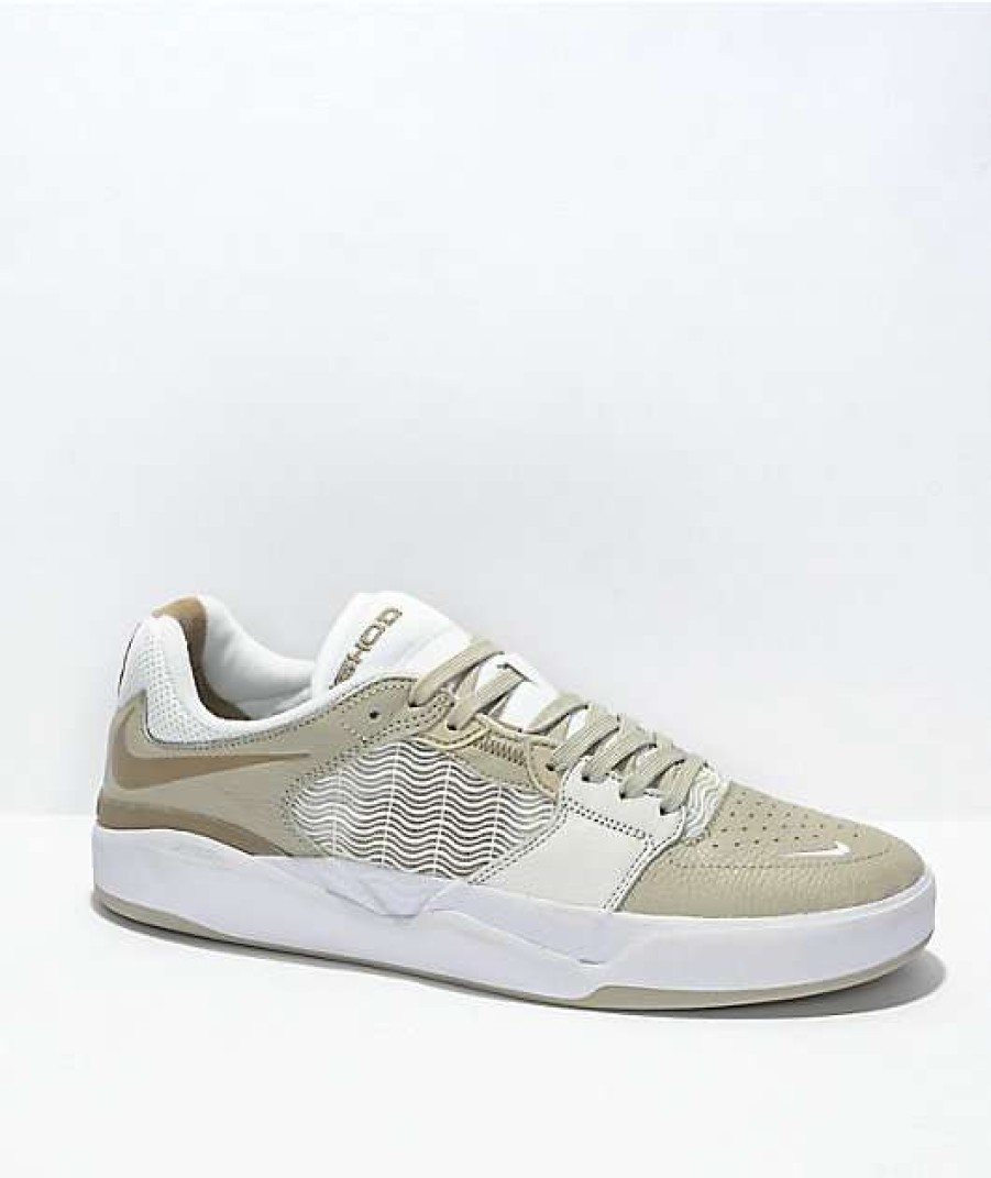 Nike * | Nike Sb Ishod Light Stone, Khaki, & White Skate Shoes Promotions