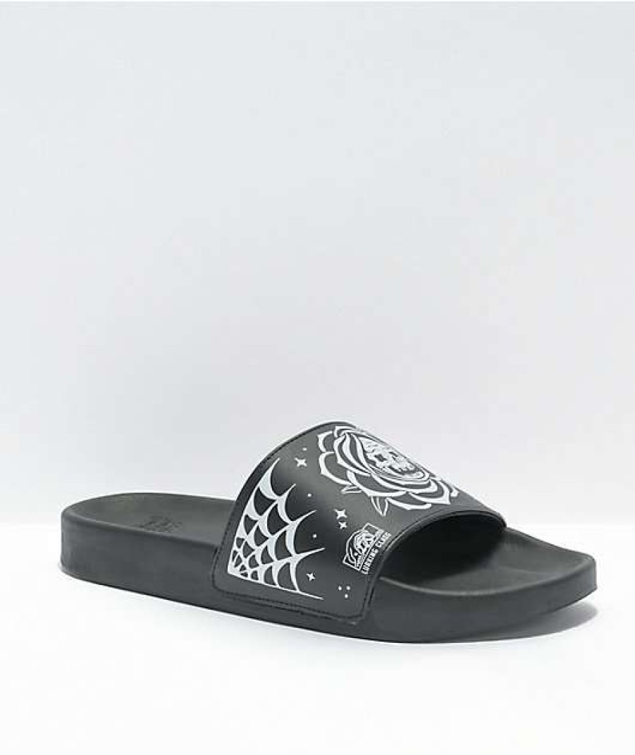 Sandals * | Lurking Class By Sketchy Tank Flash Black & White Slide Sandals Outlet