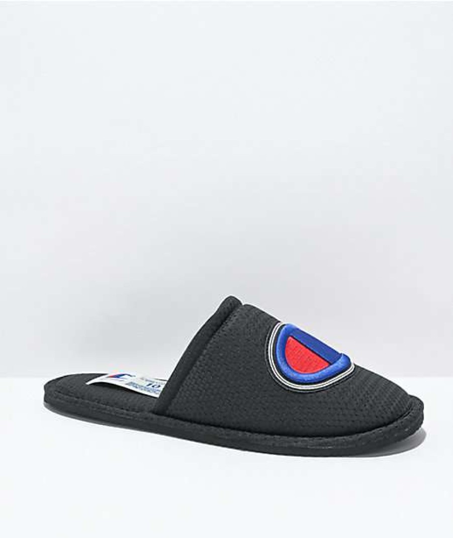 Shoes * | Champion Sleepover Sport Black Slippers Outlet