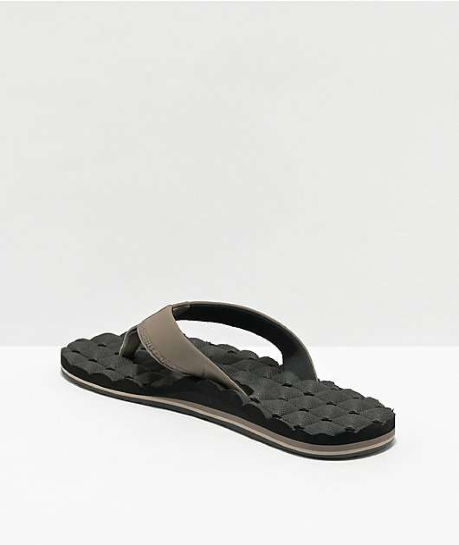 Sandals * | Volcom Recliner Khaki & Black Leather Sandals Outlet