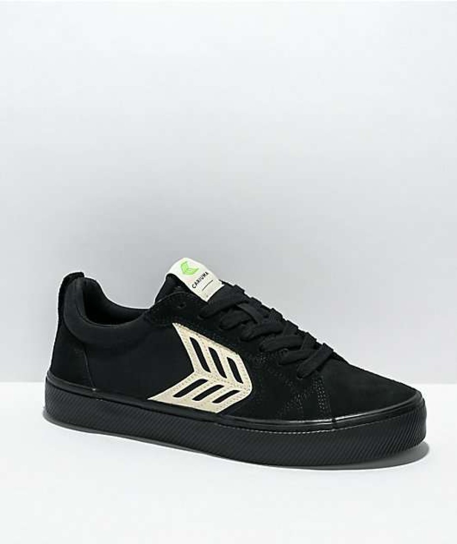 Skate Shoes * | Cariuma Catiba Pro All Black Suede & Ivory Skate Shoes Outlet