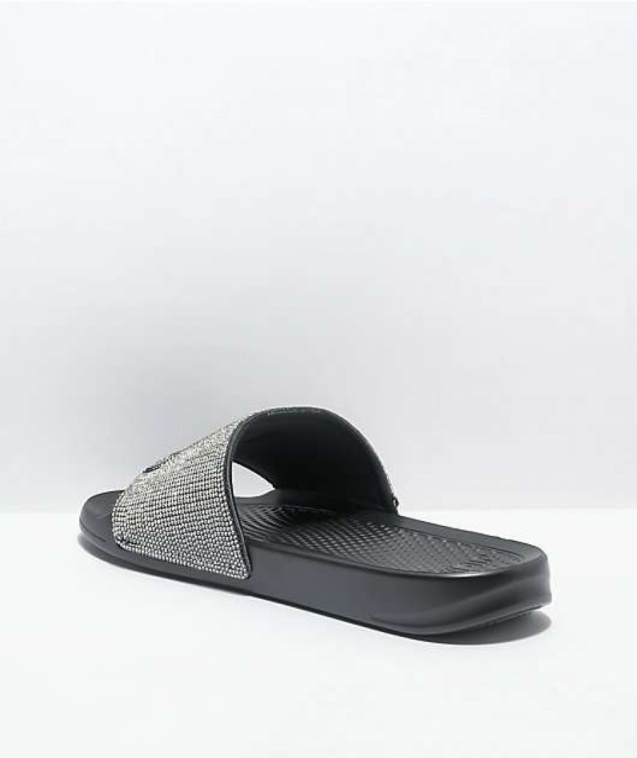 Sandals * | Ripndip Lord Nermal Rhinestone Black Slide Sandals Outlet