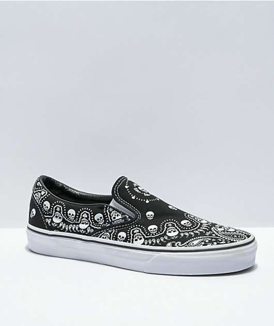 Vans * | Vans Slip-On Bandana Black & White Skate Shoes Promotions