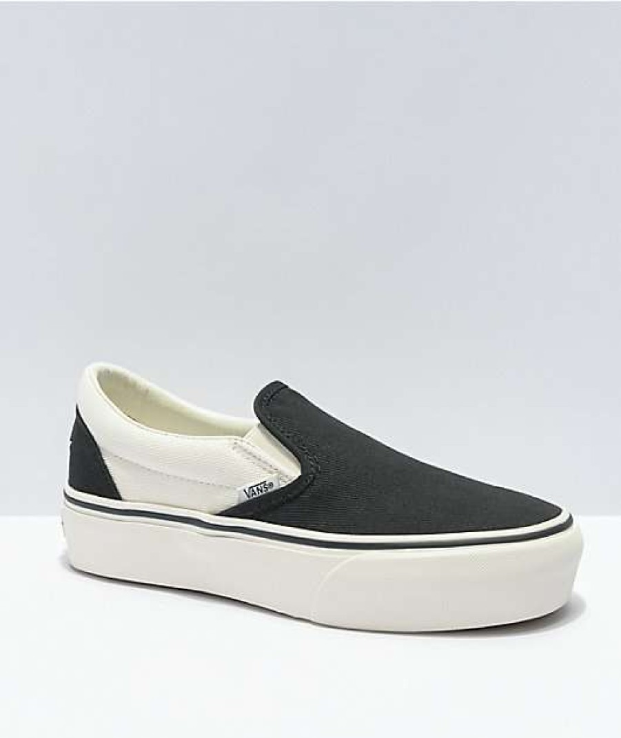 Vans * | Vans Slip-On Sf Karina Black Platform Shoes Promotions