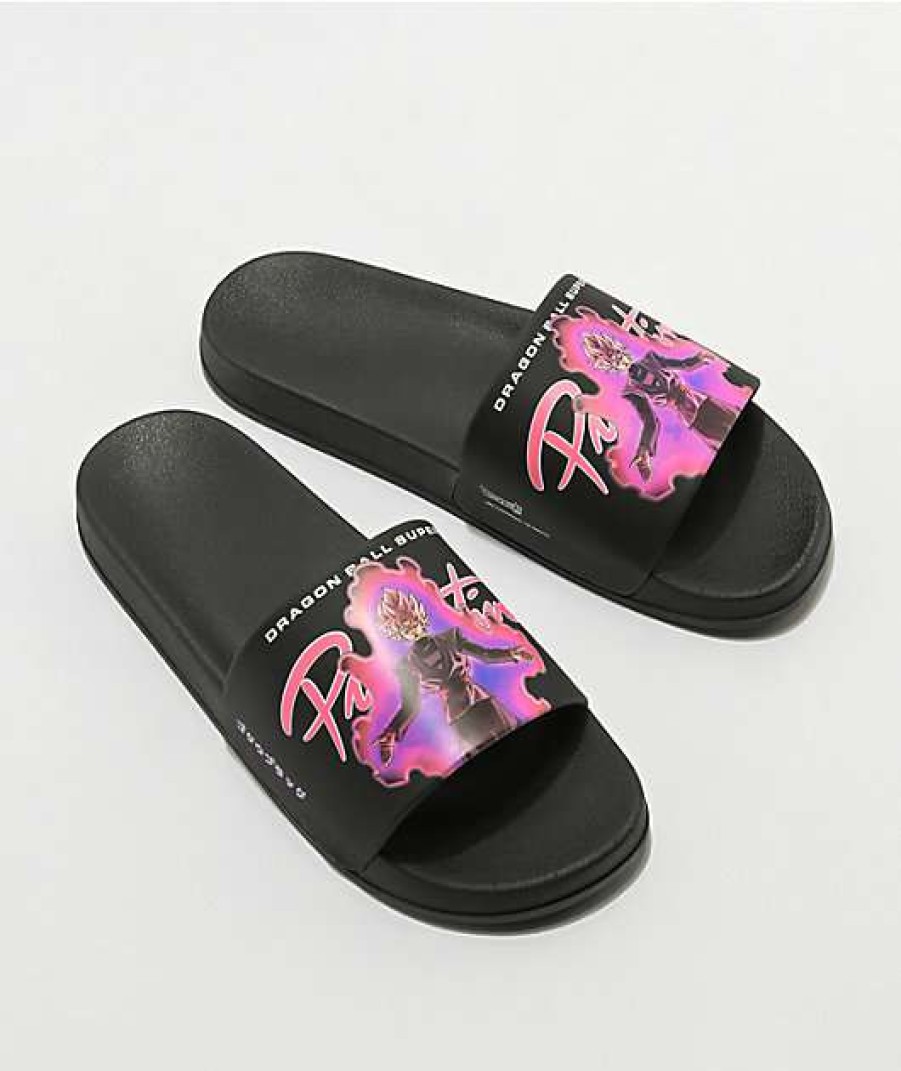 Sandals * | Primitive X Dragon Ball Super Goku Black Rose Slide Sandals Outlet