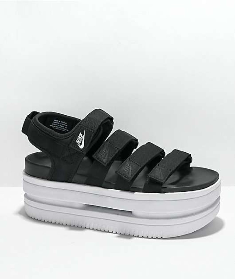 Nike * | Nike Icon Classic Black & White Platform Sandals Promotions