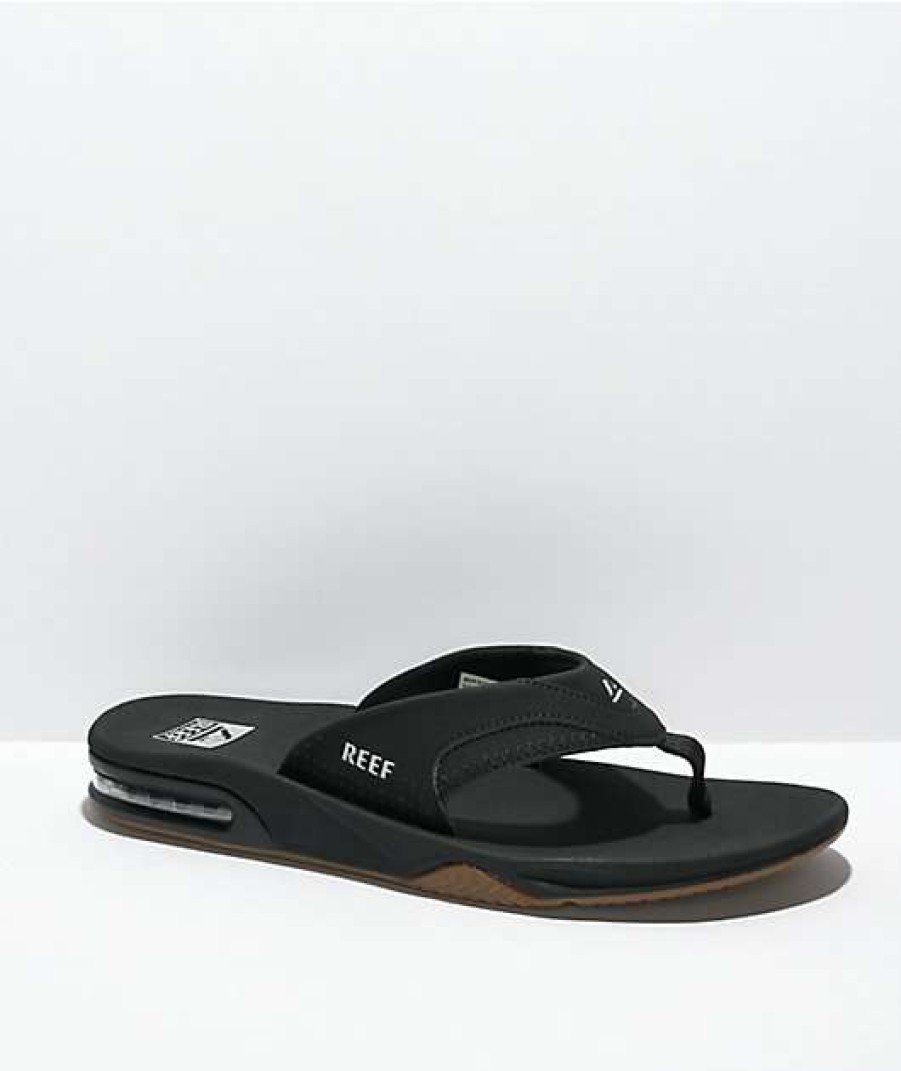 Sandals * | Reef Fanning 1.0 Black & Silver Sandals Outlet