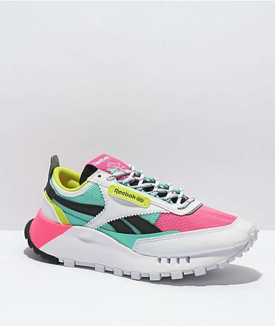 Sneakers * | Reebok Classic Leather Legacy Pink, Green, & White Shoes Outlet