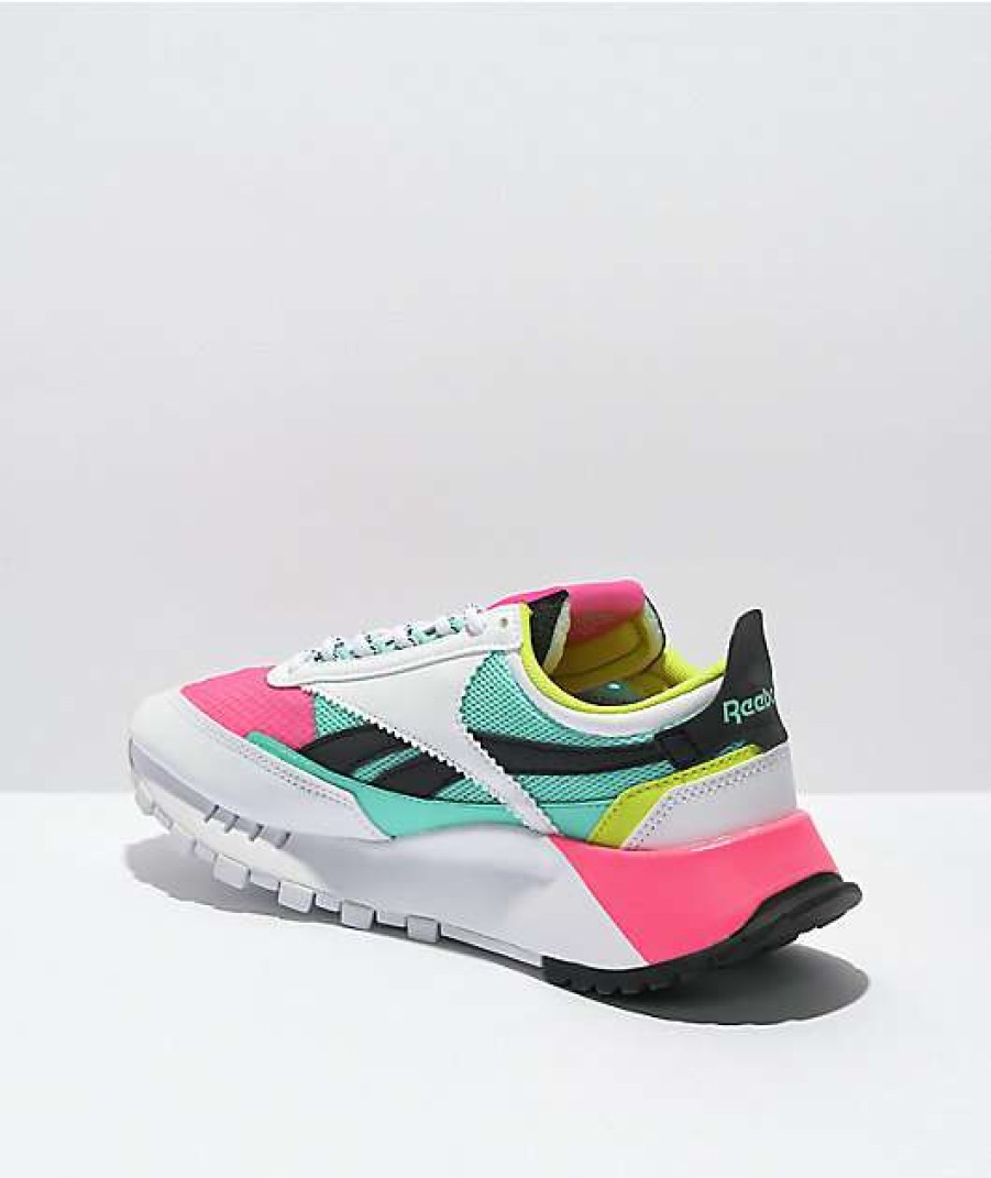 Sneakers * | Reebok Classic Leather Legacy Pink, Green, & White Shoes Outlet