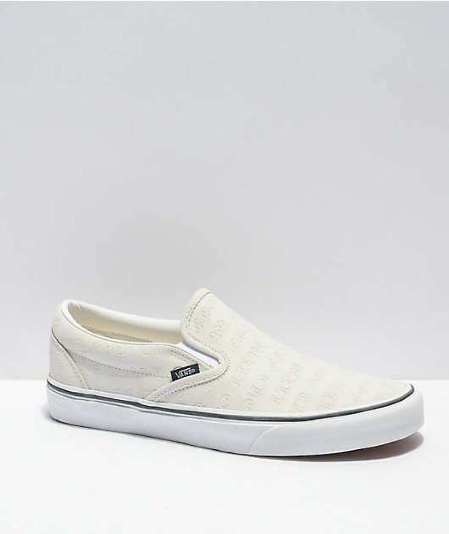 Vans * | Vans Slip-On Deboss Otw True White Skate Shoes Promotions