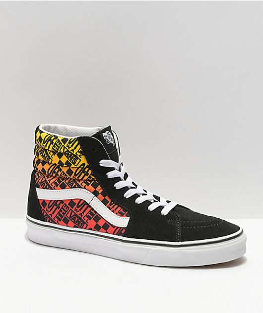 Vans * | Vans Sk8-Hi Logo Flame Orange, Black & White Skate Shoes Promotions