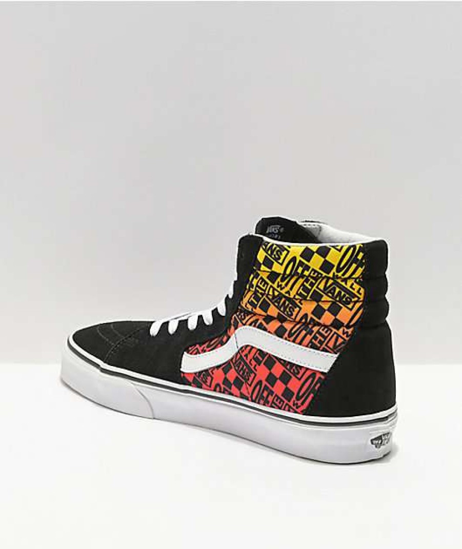 Vans * | Vans Sk8-Hi Logo Flame Orange, Black & White Skate Shoes Promotions