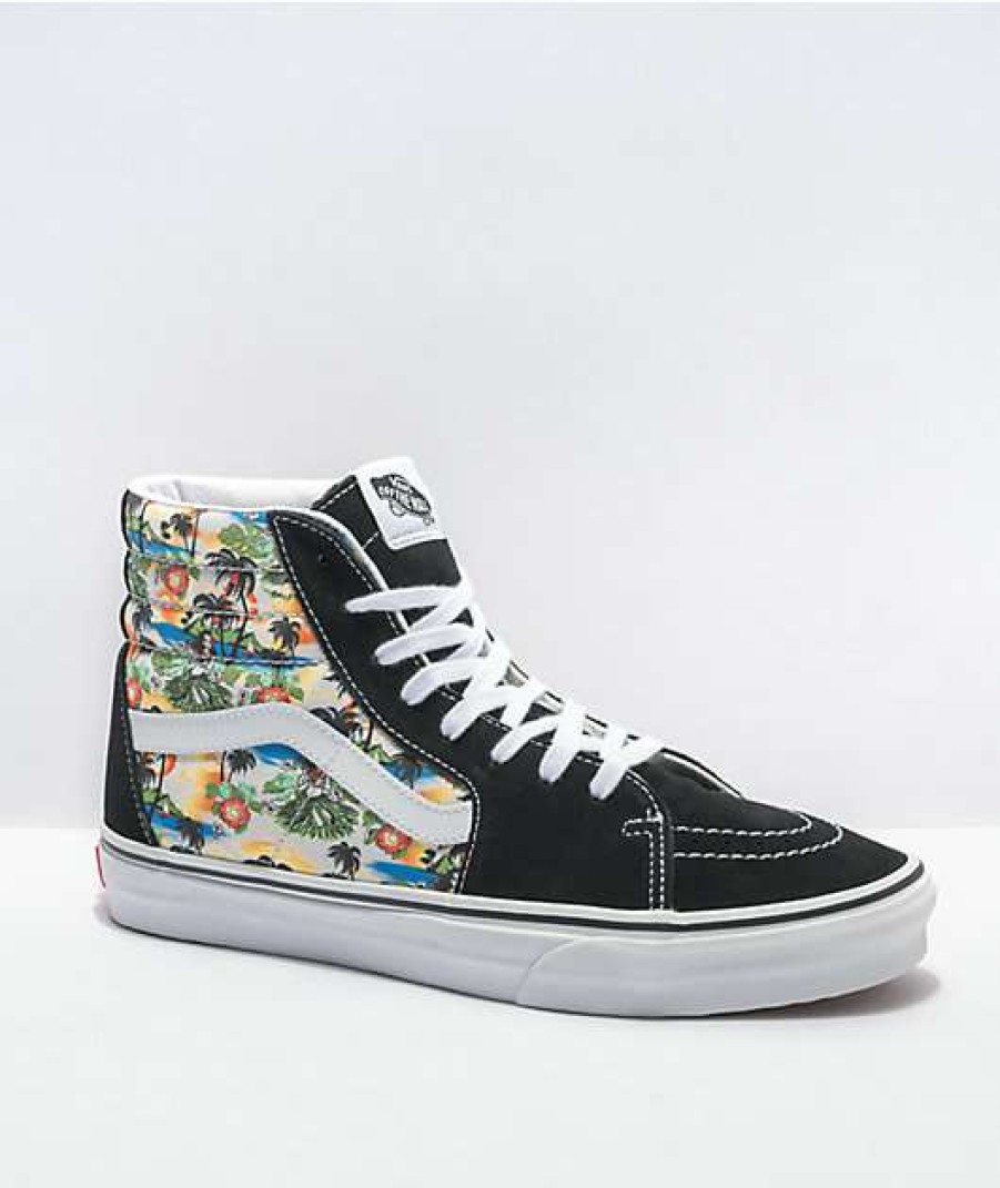 Vans * | Vans Sk8-Hi Aloha Black & White Skate Shoes Promotions