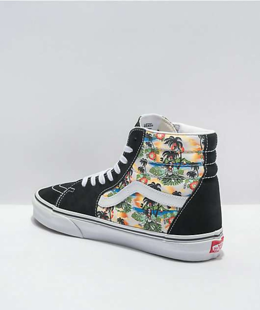 Vans * | Vans Sk8-Hi Aloha Black & White Skate Shoes Promotions