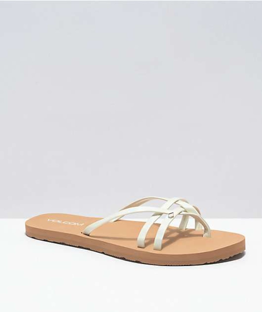 Sandals * | Volcom Look Out Beach Glow White Sandals Outlet