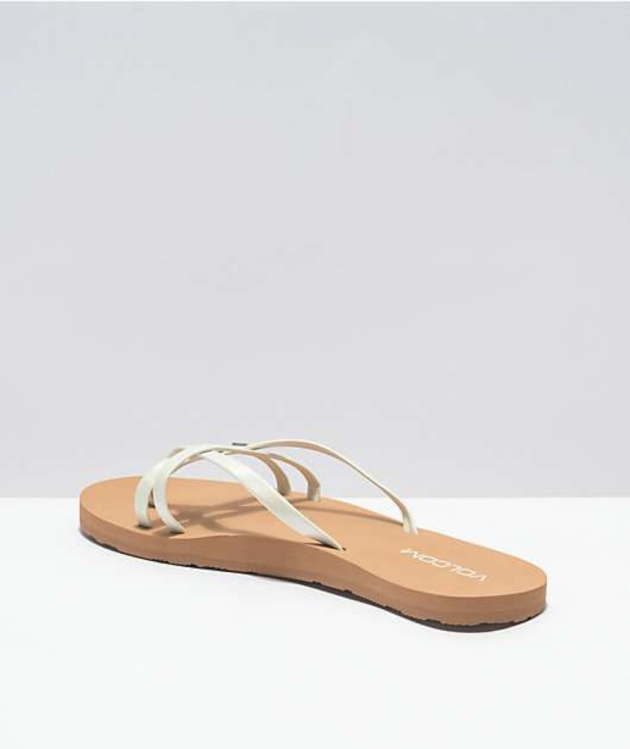 Sandals * | Volcom Look Out Beach Glow White Sandals Outlet