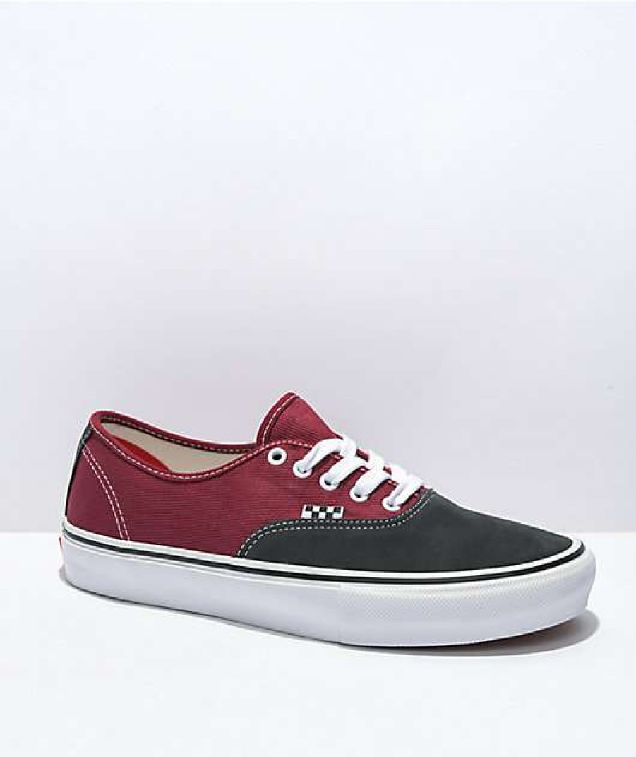 Vans * | Vans Skate Authentic Asphalt & Pomegranate Skate Shoes Promotions