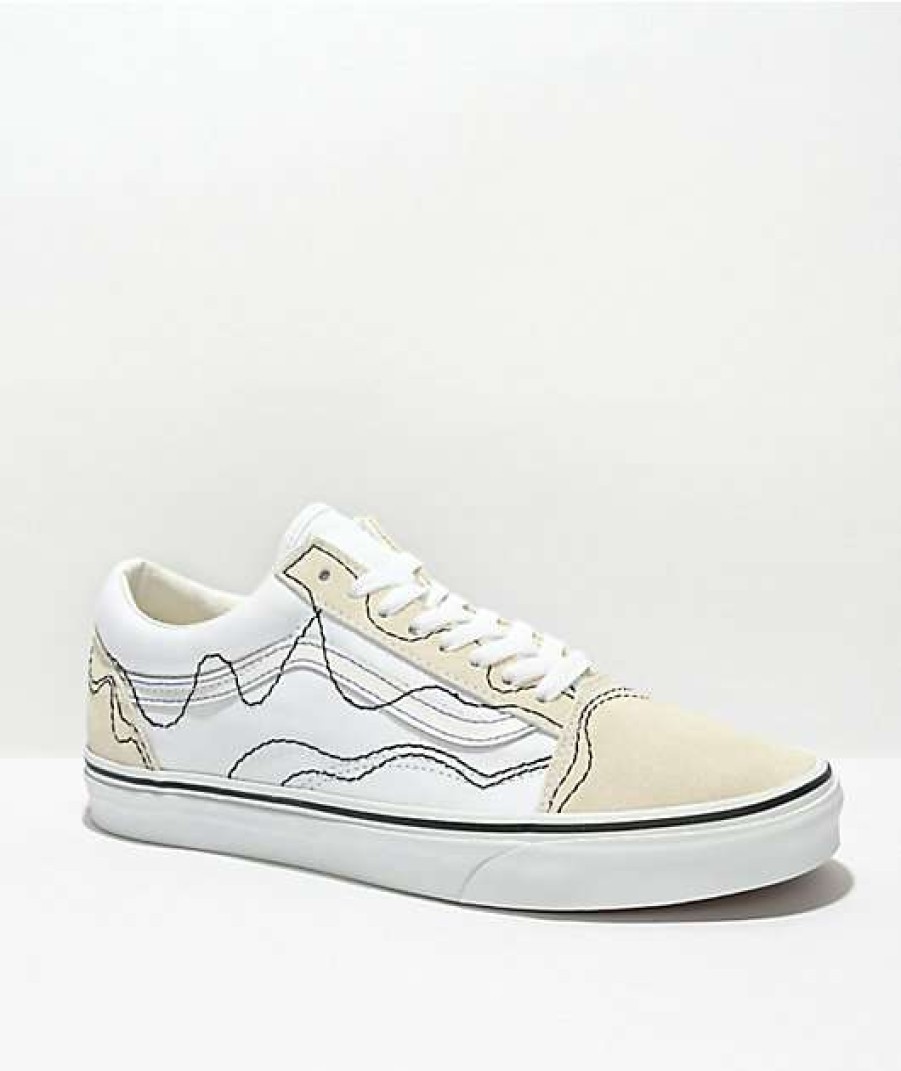 Vans * | Vans Old Skool Stitch Warp White & Black Skate Shoes Promotions