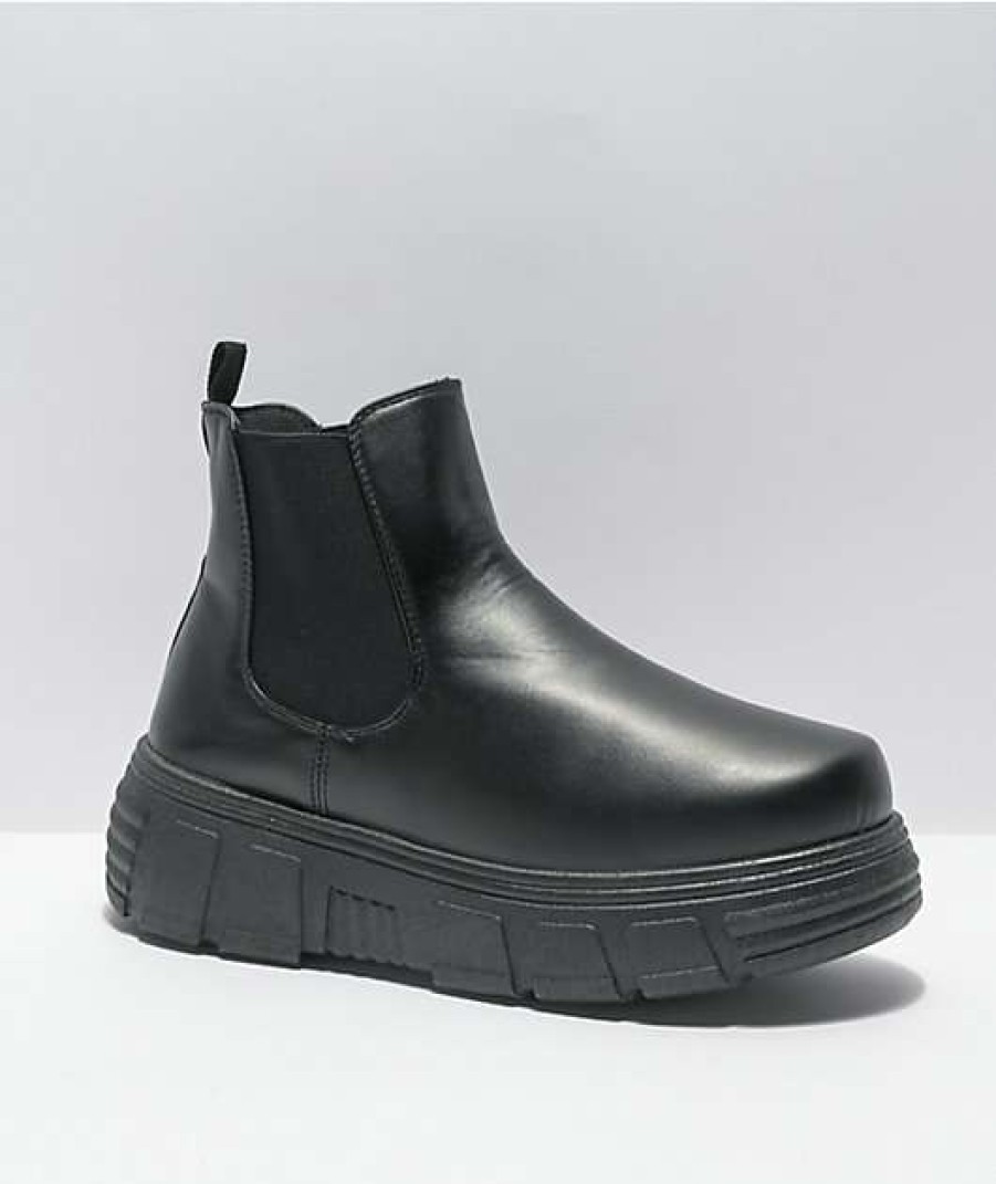 Shoes * | Koi Ac4 Black Platform Boots Outlet