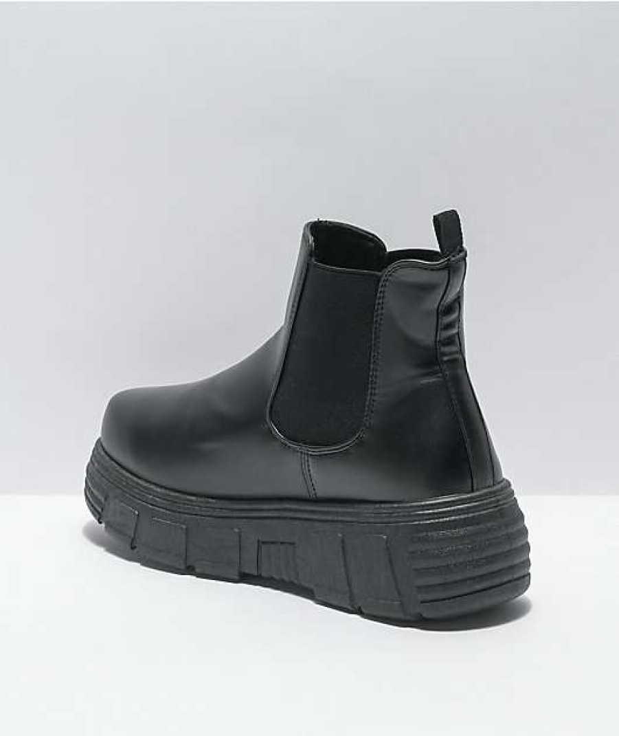 Shoes * | Koi Ac4 Black Platform Boots Outlet