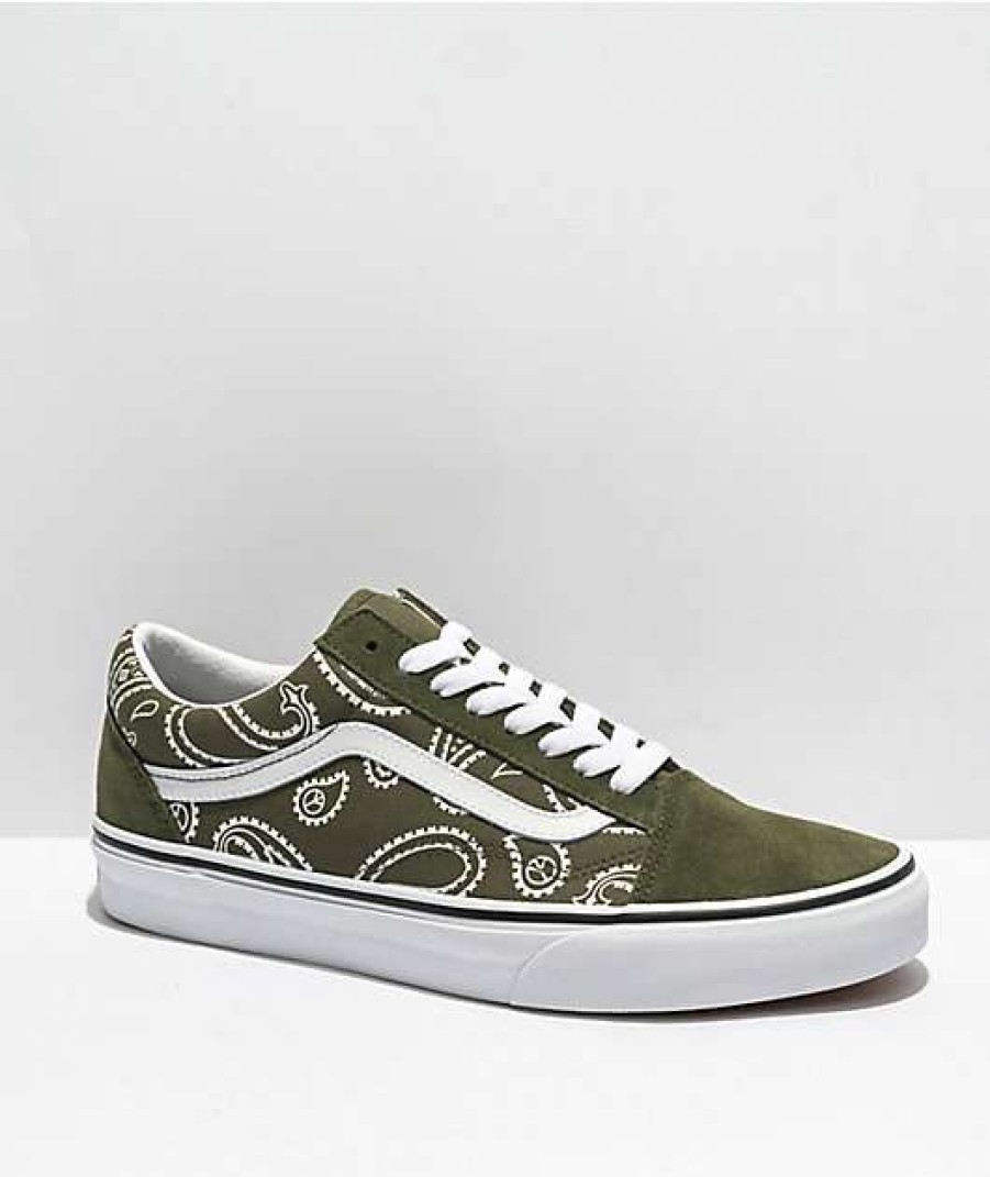 Vans * | Vans Old Skool Peace Paisley Green Skate Shoes Promotions