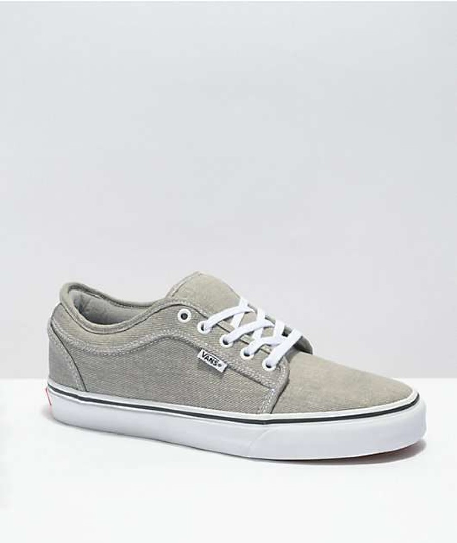 Vans * | Vans Chukka Low Grey & White Denim Skate Shoes Promotions