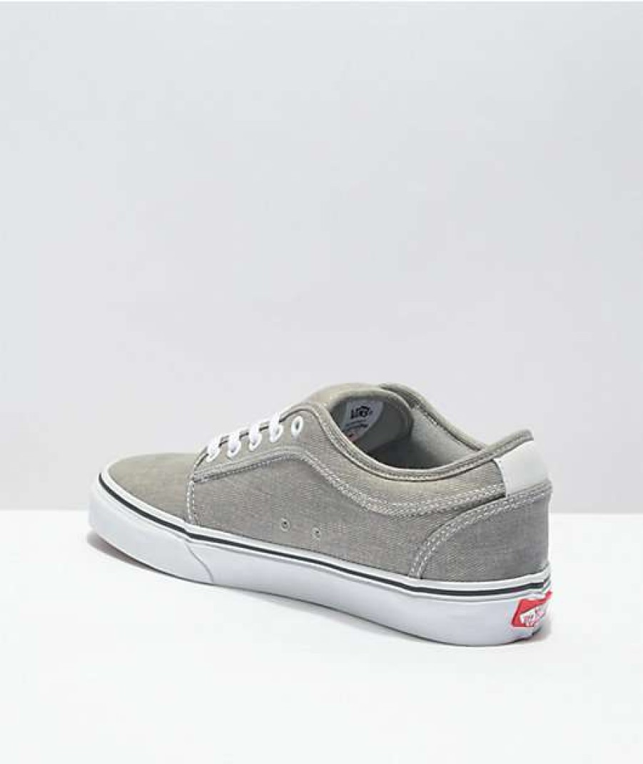 Vans * | Vans Chukka Low Grey & White Denim Skate Shoes Promotions