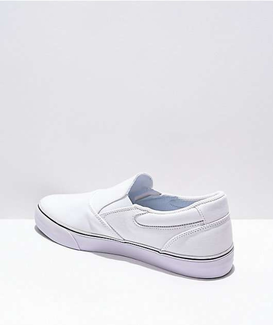 Nike * | Nike Sb Chron 2 Slip-On White, White & Black Canvas Skate Shoes Promotions