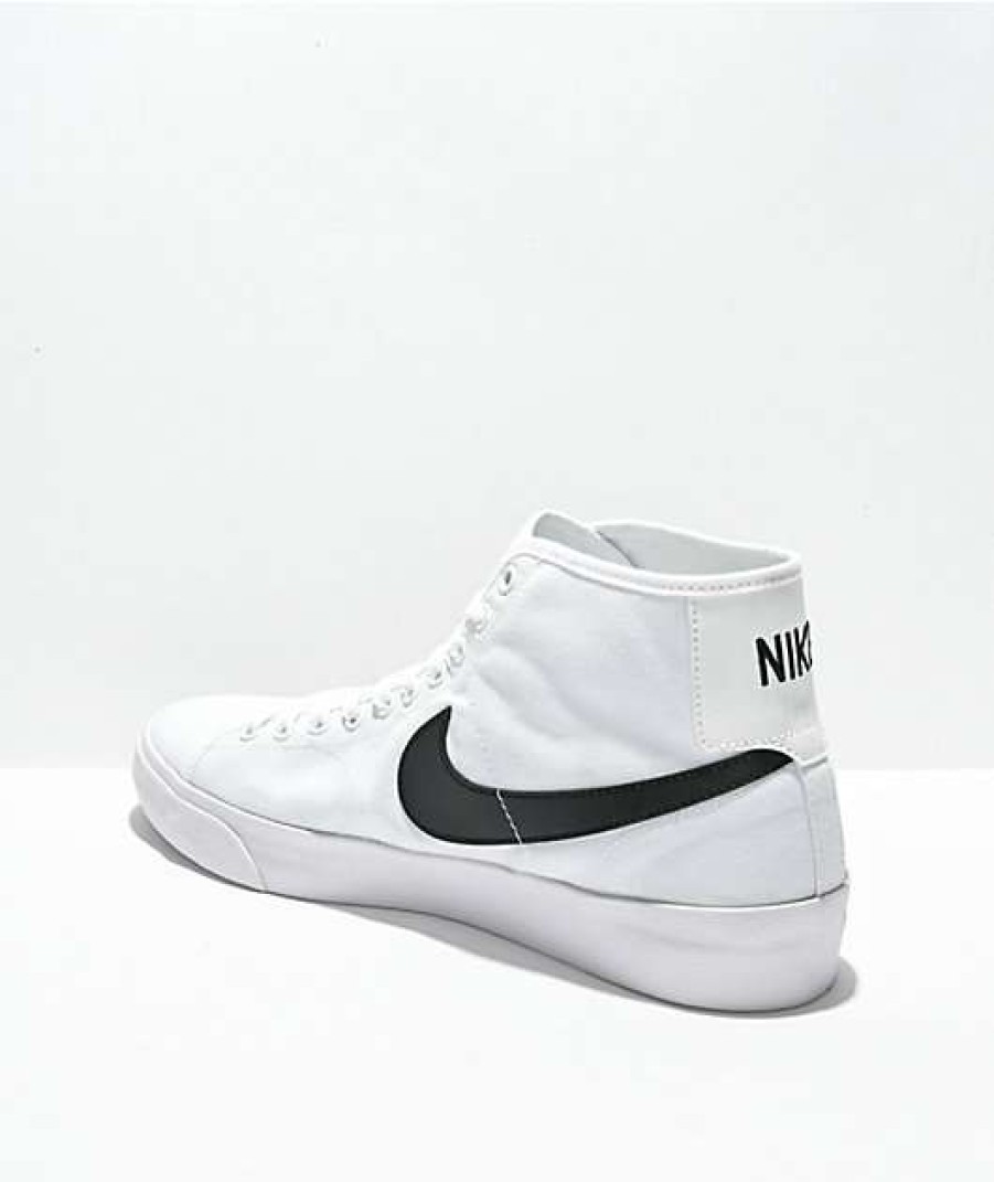 Nike * | Nike Sb Blazer Court Mid White & Black Skate Shoes Promotions