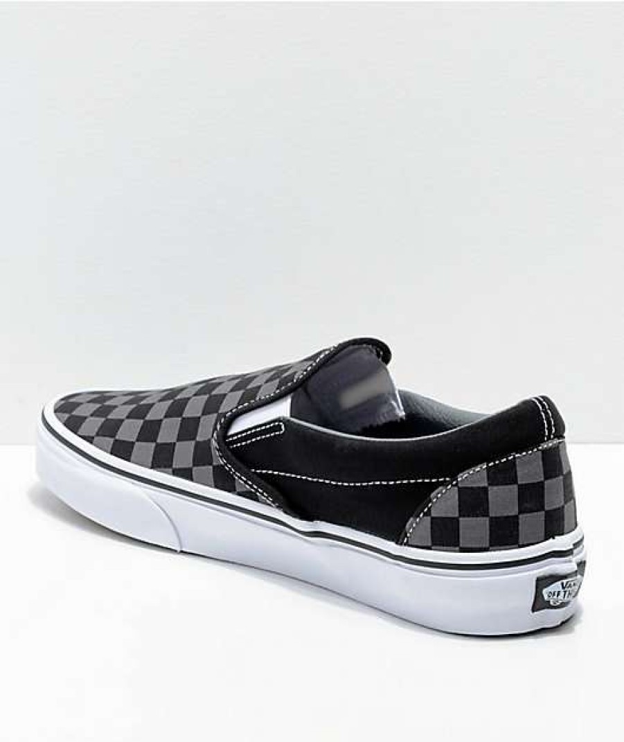 Vans * | Vans Slip-On Black & Pewter Checkered Skate Shoes Promotions