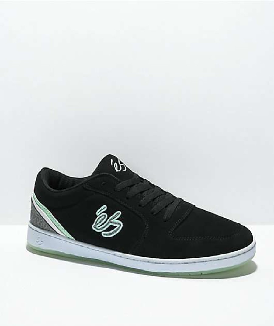 Sneakers * | Es Eos Black, White & Turquoise Skate Shoes Outlet