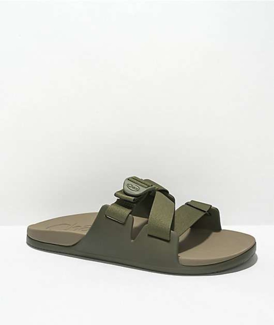 Sandals * | Chaco Chillos Olive & Brown Slide Sandals Outlet