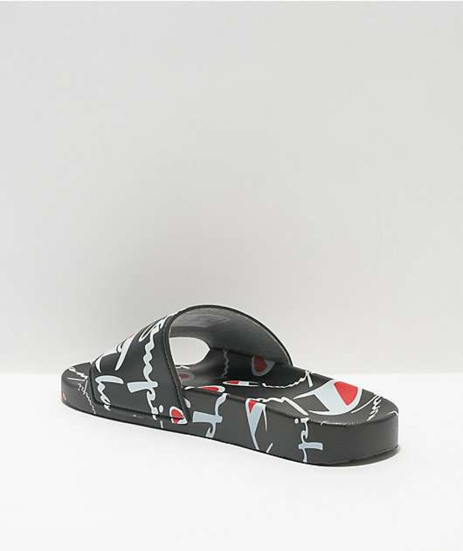 Sandals * | Champion Ipo Warped Black Slide Sandals Outlet